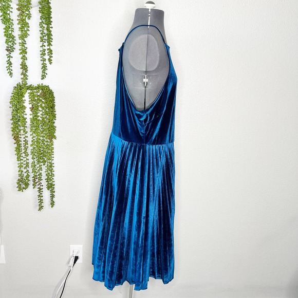 Chelsea28 Blue Velvet Sleeveless High Neck Dress Women's Size X-Large XL - Picture 4 of 10
